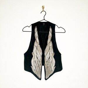 MILLAU black and silver beaded embellished vest
